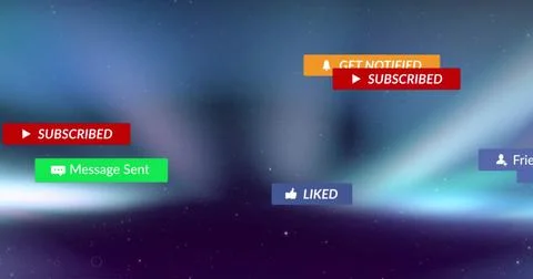 Floating UI notification banners swirling over cosmic background, with red 스톡 일러스트