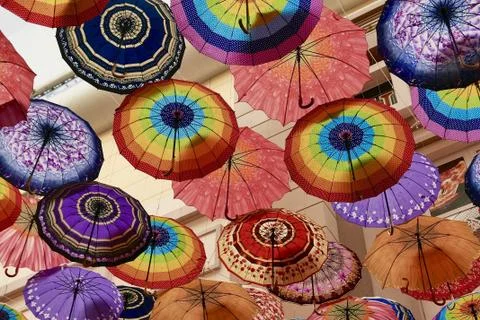 Floating umbrellas Stock Photos