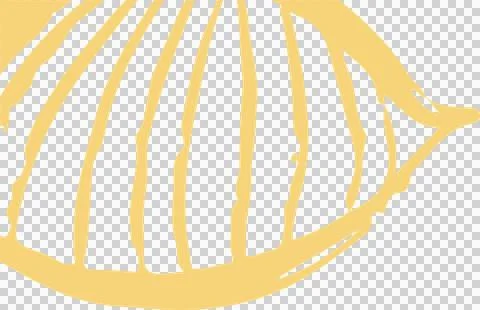 Floating vector pale yellow scallop shell showing curved ribs and tip on Illustrazione stock