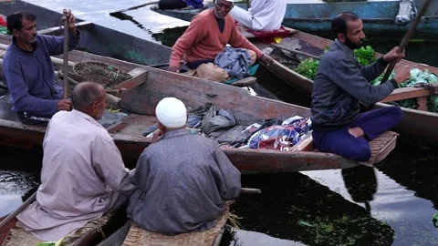 Floating Vegetable Market on Dal Lake Stock Footage 336480583