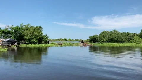 Floating village on the Sangkar River Stock-Footage 341171171