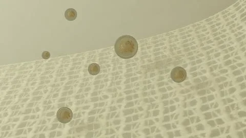 Floating Virus Over Abstract Light Net Background in Minimalist Style Illustrazione stock