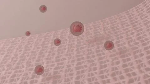 Floating Virus Over Abstract Light Net Background in Minimalist Style Stock Illustration