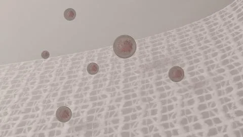 Floating Virus Over Abstract Light Net Background in Minimalist Style Stock Illustration