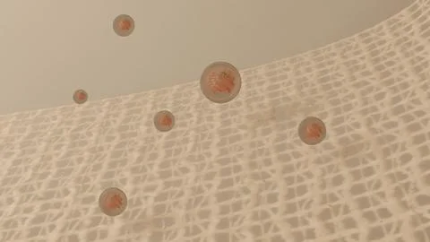 Floating Virus Over Abstract Light Net Background in Minimalist Style Stock Illustration