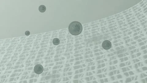 Floating Virus Over Abstract Light Net Background in Minimalist Style Stock Illustration