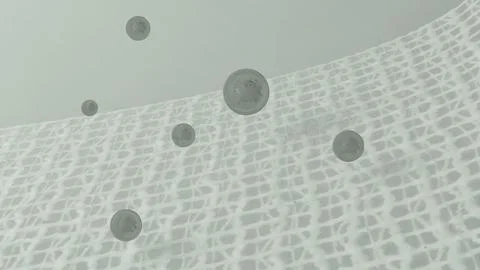 Floating Virus Over Abstract Light Net Background in Minimalist Style Stock Illustration