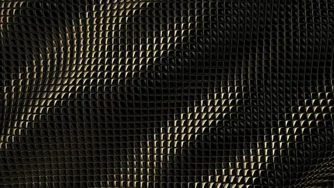 Floating Wall of Black Cubes with Sophisticated Metallic Reflections 動画素材 343293417
