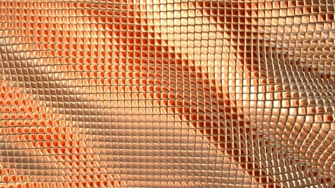 Floating Wall of Light Brown Cubes enriched with Metallic Waves 스톡 동영상 343293479