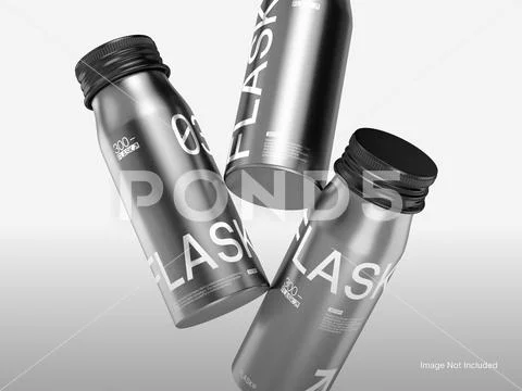 Floating Water Bottle Flask Mockup PSD Template