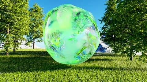 Floating water bubble, nature and biology, green serum liquid, Herbal Skin Stock Footage 308065699