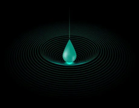 Floating Water Drop with Concentric Ripple Wave Design Stock Illustration