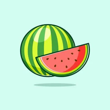 Floating watermelon slice cartoon Stock Illustration