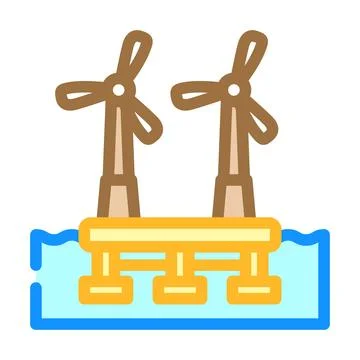 Floating wave platform color icon vector illustration Stock Illustration