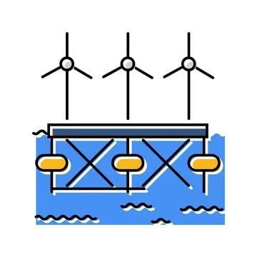 Floating wave platform color icon vector illustration Stockillustratie