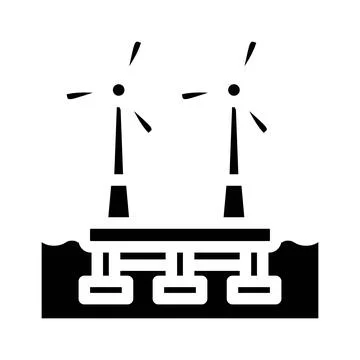 Floating wave platform glyph icon vector illustration Stock Illustration