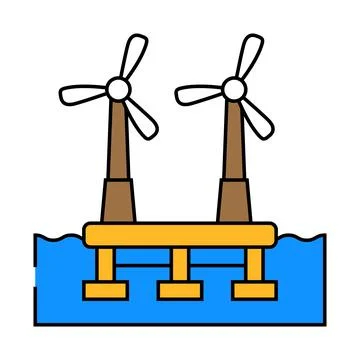 Floating wave platform icon color illustration Stock Illustration