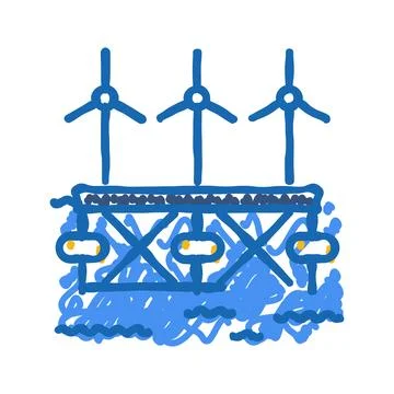 Floating wave platform icon doodle illustration 스톡 일러스트