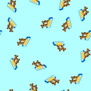 Floating wave platform isometric icon seamless pattern Stock Illustration