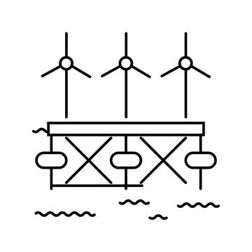 Floating wave platform line icon vector illustration Stockillustratie