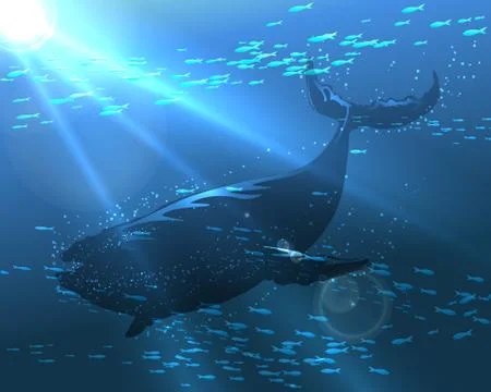 Floating Whale Stock Illustration
