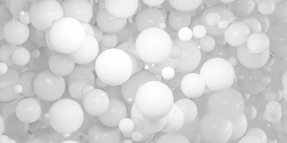 Floating White Balloons 3d render illustration Illustrazione stock