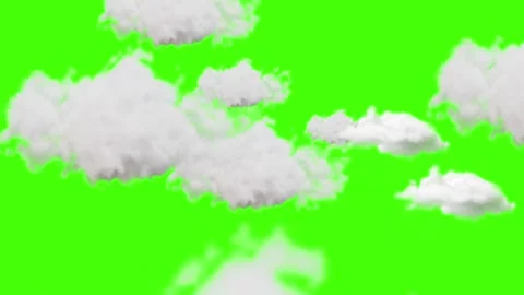 Floating White Clouds Green Screen Chroma Key Motion Background Stock Footage 341602094