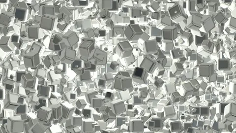 Floating White Cubes, Background, Reflection, Exclusive Stock Footage 299657390