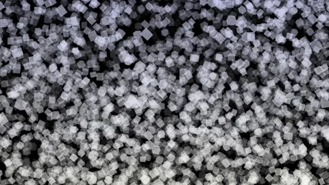 Floating white cubes drifting in cinematic glowing abstract space Stockbeeldmateriaal 335508076