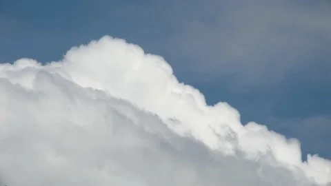 Floating white Cumulus clouds slowly covering the blue sky close up timelapse Stock Footage 158094484