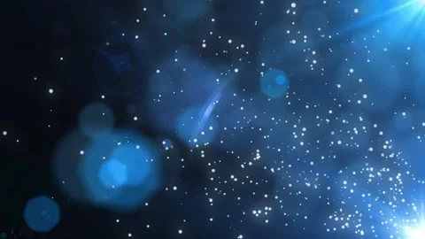 Floating white dust particles drifting through radiant blue light lens flare Vídeo Stock 341322800