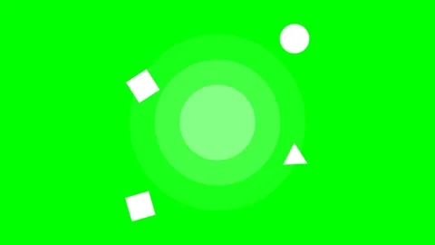 Floating White Geometric Shapes Rotating on a Vibrant Green Screen Background Stock Footage 339925682