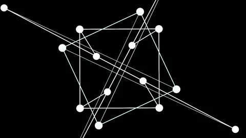 Floating White Geometric Squares On The Black Background Stock Footage 145084289