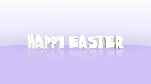 Floating white Happy Easter text on purple background 動画素材 260927444