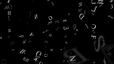Floating white letters on a black background loop Видео 92468730