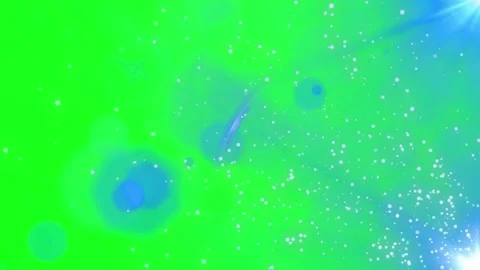 Floating white particles drifting across vibrant bright green background with Video stock 341322697