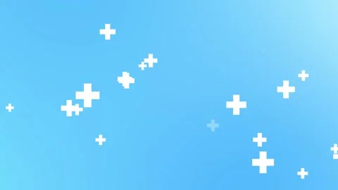 Floating White Pixel Plus Sign Blue Background Stock Footage 320151909