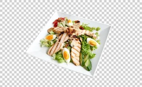 Floating White plate with Caesar salad Stock Photos