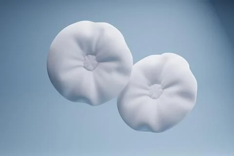 Floating white puffs, studio backdrop, minimal design, product display Stock Illustration