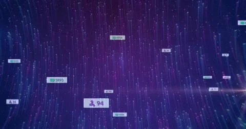 Floating white rectangular label featuring purple user icon and 94 in dark イラスト素材