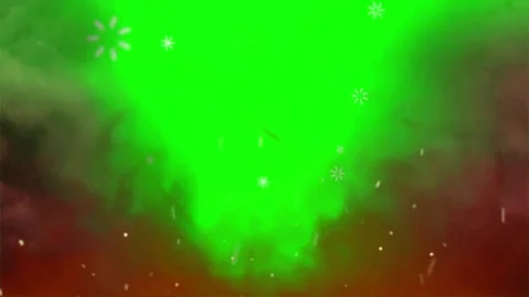 Floating White Snowflakes Over Green Screen Background with Abstract Red and Video stock 338326123