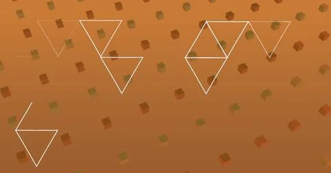 Floating white triangle line cluster drifting right of center on warm gradient Stock Photos