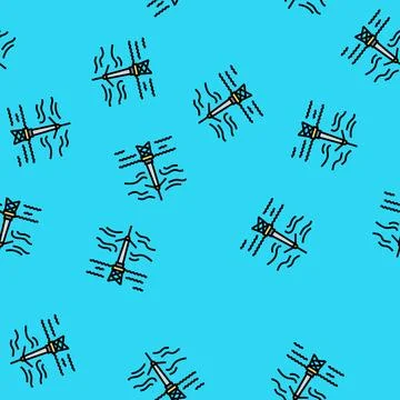 Floating wind turbine vector seamless pattern Stockillustratie