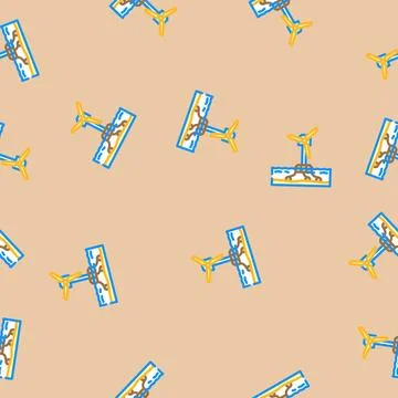 Floating wind turbine vector seamless pattern Illustrazione stock