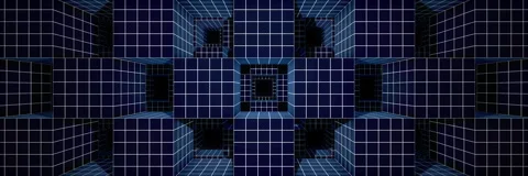 Floating Wireframe Cubes in Futuristic Digital Space Stock Footage 340987145