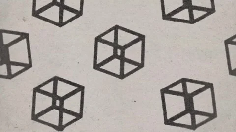 Floating wireframe cubes, silkscreen print seamless loop Stock Footage 346768852