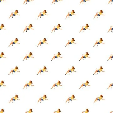Floating woman cartoon pattern repeat illustration design Illustrazione stock