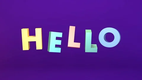 Floating word Hello. 3d render animated text flying in the air. Vidéo 111839961