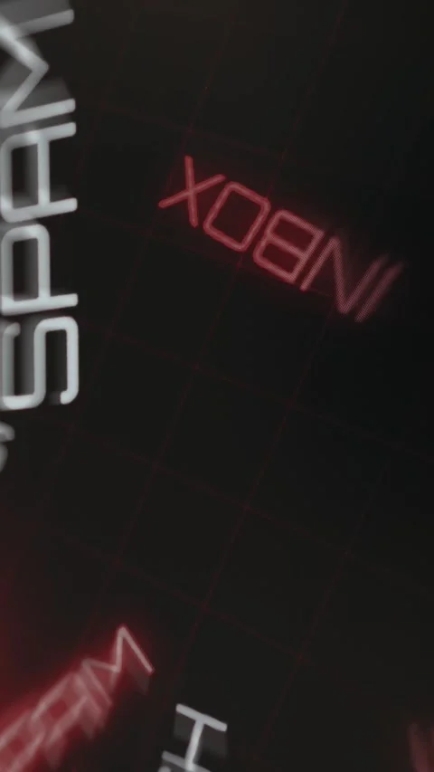Floating words Spam and Inbox on a dark background Stock Footage 335866316