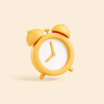 Floating Yellow Alarm Clock 3D Illustration on Beige Background Stock Illustration